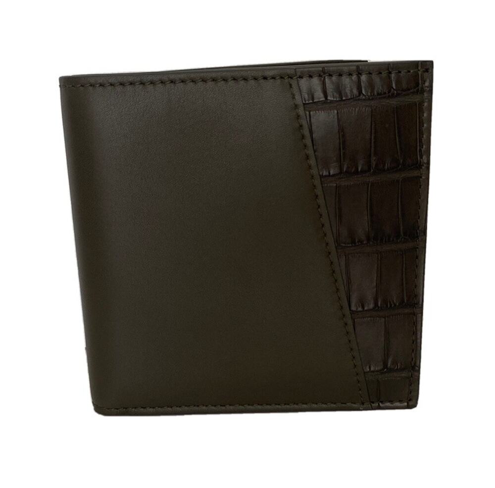 NWT $750 Bottega Veneta Bi-fold Khaki Wallet French Leather and Alligator 583611